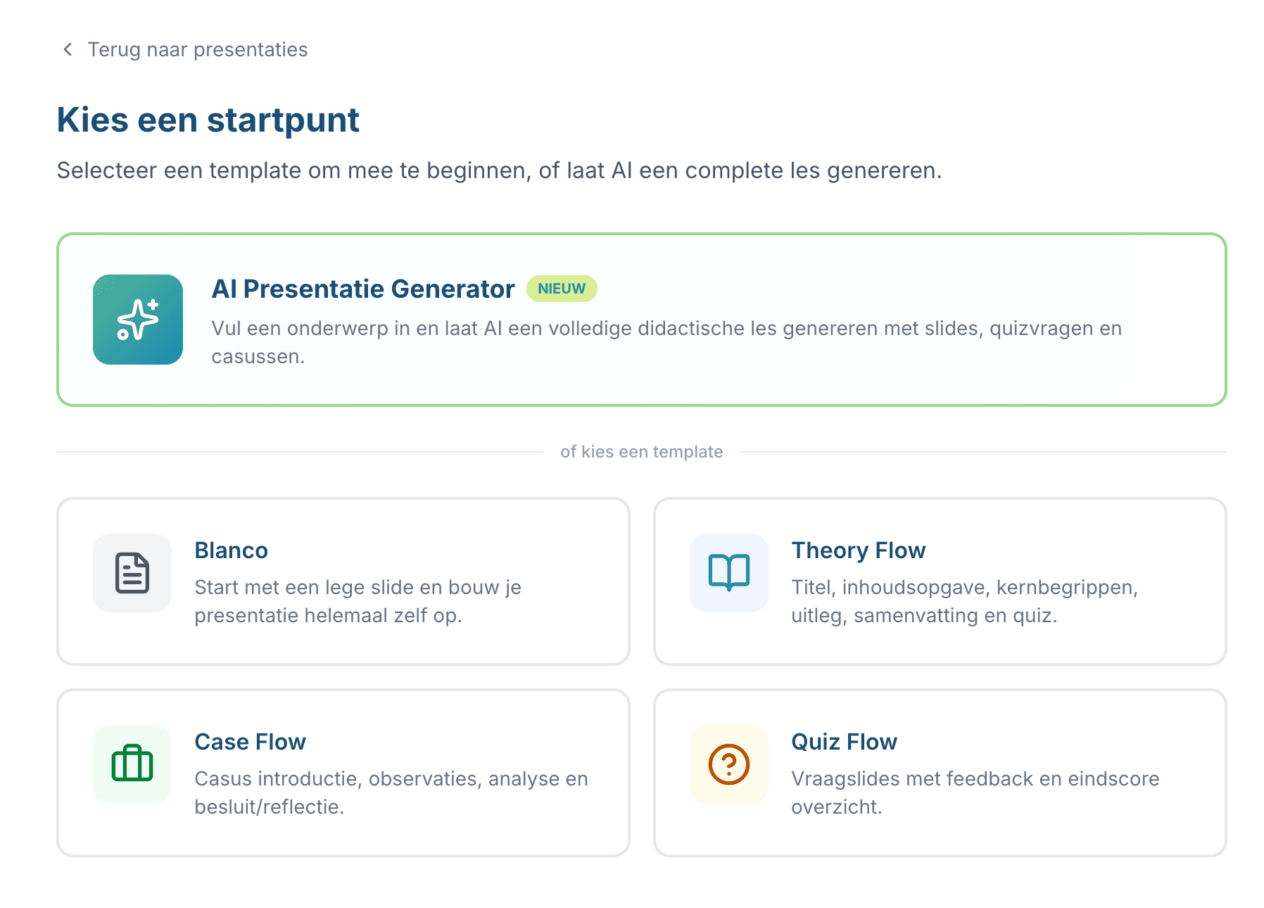 AI Generator startscherm